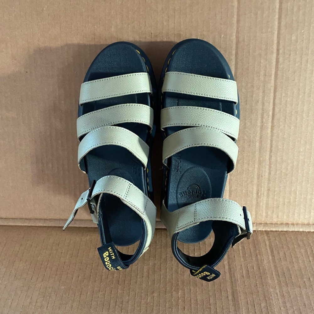 Dr. Martens Women's Blaire Pisa Leather Strap Sandals 'Pale Olive' | US 9 - Picture 3 of 7